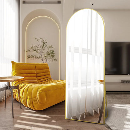 Arch Full Length Mirror Arched Mirror 64"X21" Floor Mirror with Stand Full Body Mirror Gold Mirror Bedroom Wall Mirror