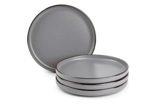 Dinnerware Gray Ava Stoneware Salad round Plates, 4 Pack