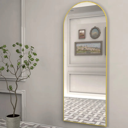 Arch Full Length Mirror Arched Mirror 64"X21" Floor Mirror with Stand Full Body Mirror Gold Mirror Bedroom Wall Mirror