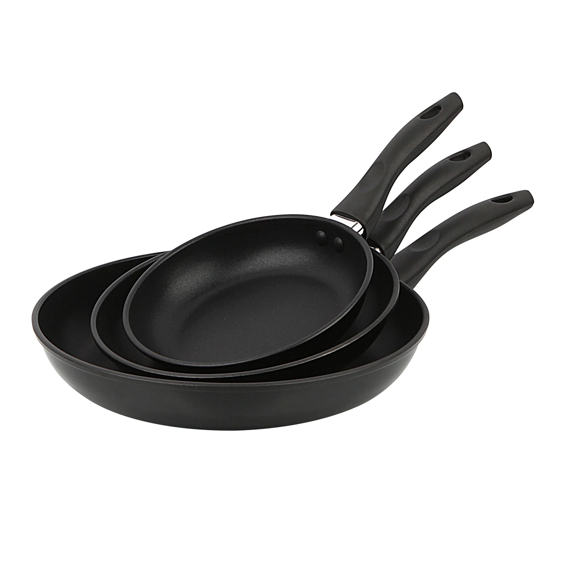 3-Piece Nonstick Aluminum Skillet Set, Black Finish Set of 3